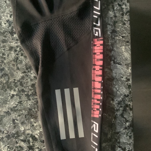Adidas new w tag midrise long running tights black with white/ pink trim - Picture 5 of 6
